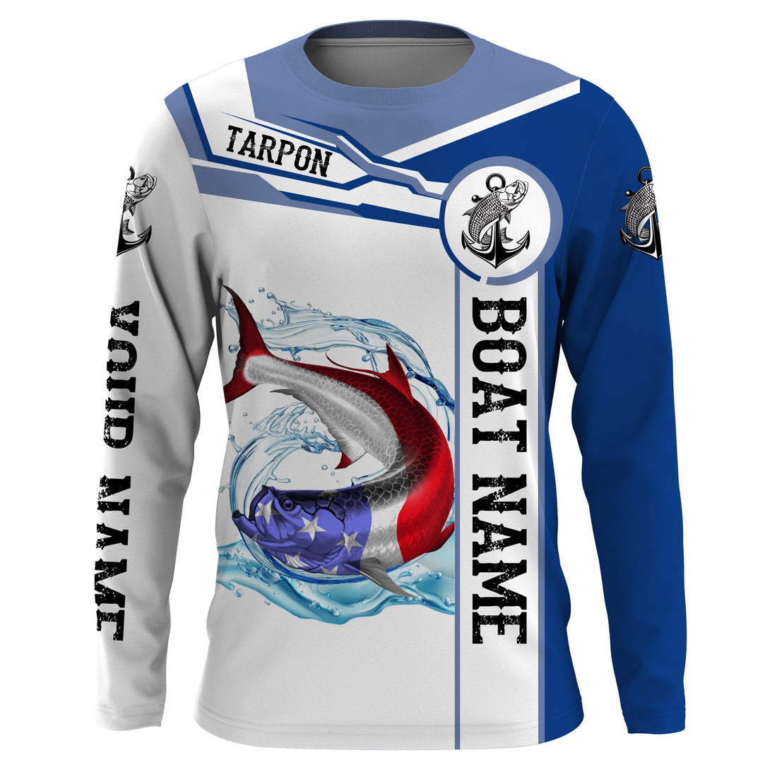Tarpon Fishing American Flag Custom name and boat name performance Fishing, Patriotic Fishing gifts NQS2363