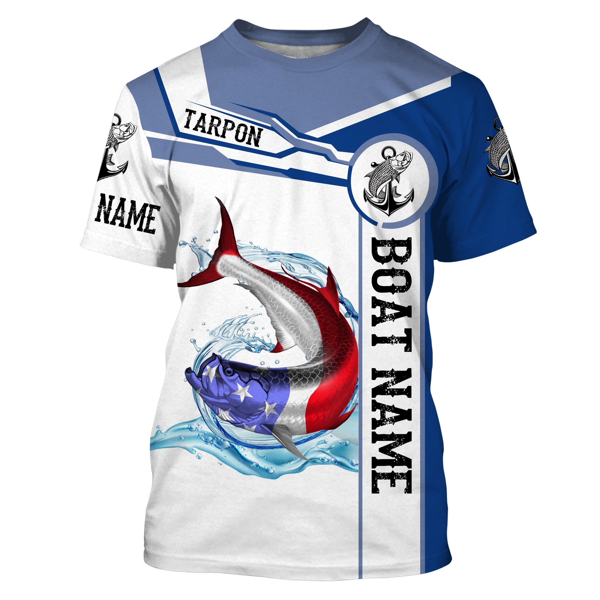 Tarpon Fishing American Flag Custom name and boat name performance Fishing, Patriotic Fishing gifts NQS2363