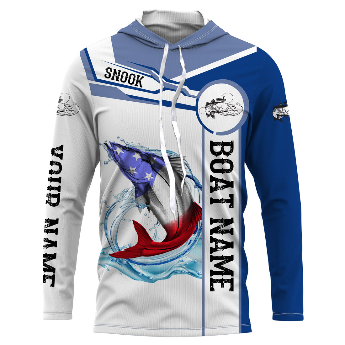 Snook Fishing American Flag Custom name and boat name performance Long Sleeve Fishing, Patriotic Fishing gifts NQS2364