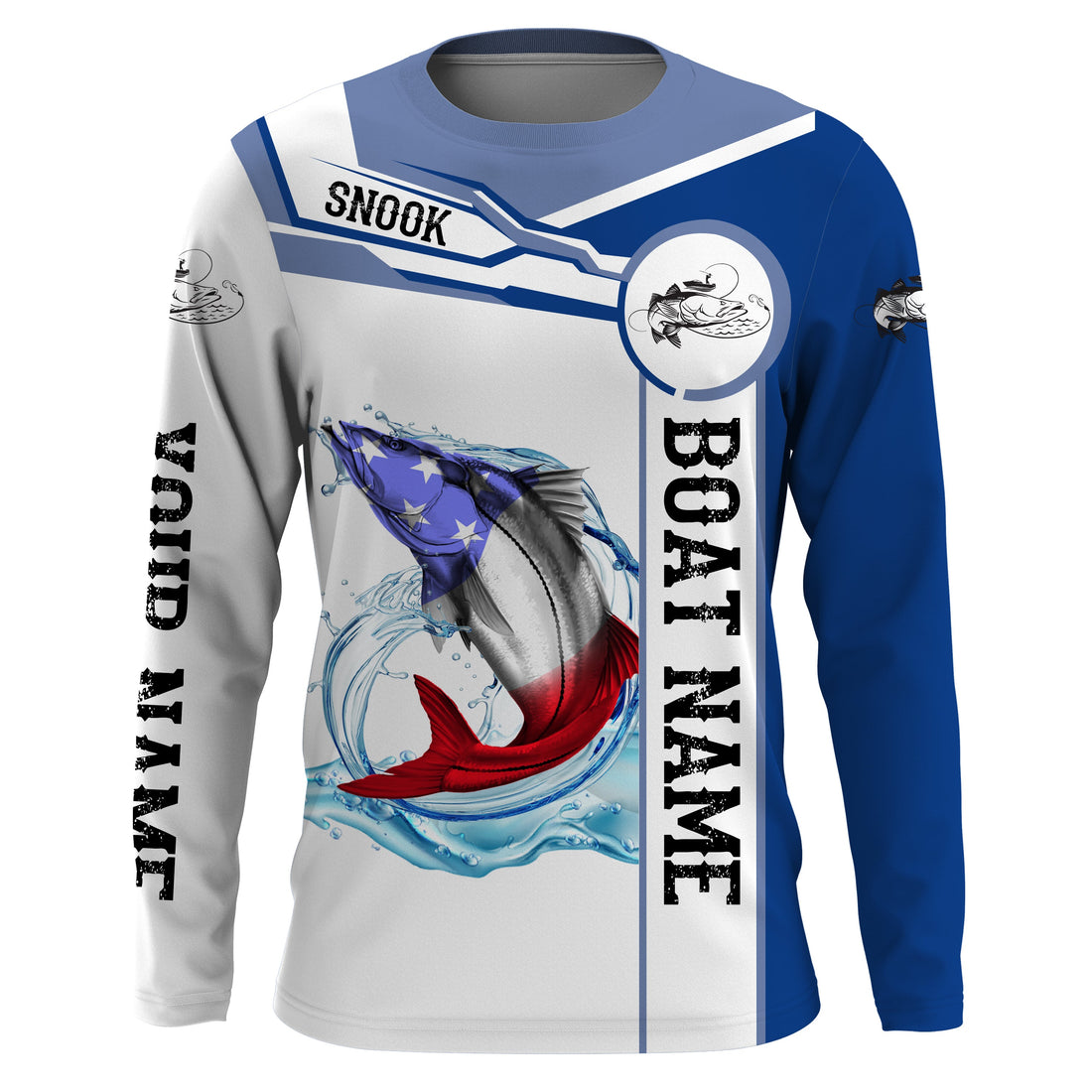 Snook Fishing American Flag Custom name and boat name performance Long Sleeve Fishing, Patriotic Fishing gifts NQS2364