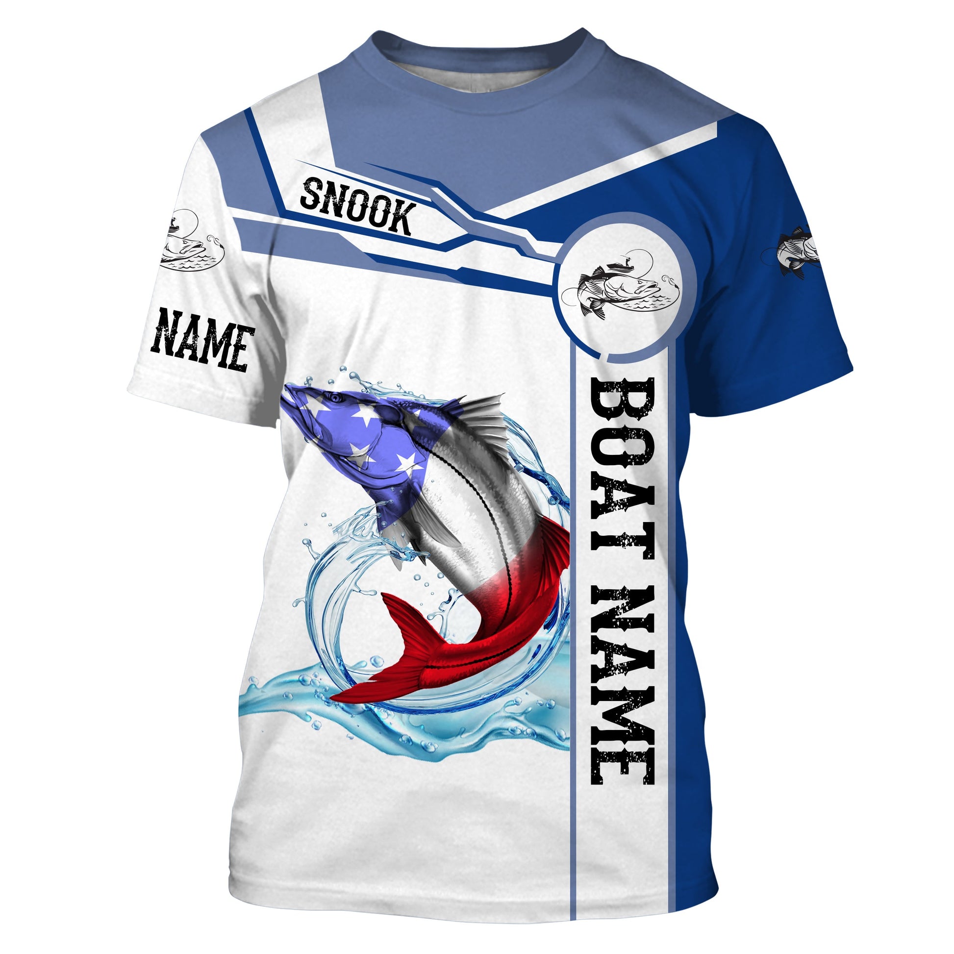 Snook Fishing American Flag Custom name and boat name performance Long Sleeve Fishing, Patriotic Fishing gifts NQS2364