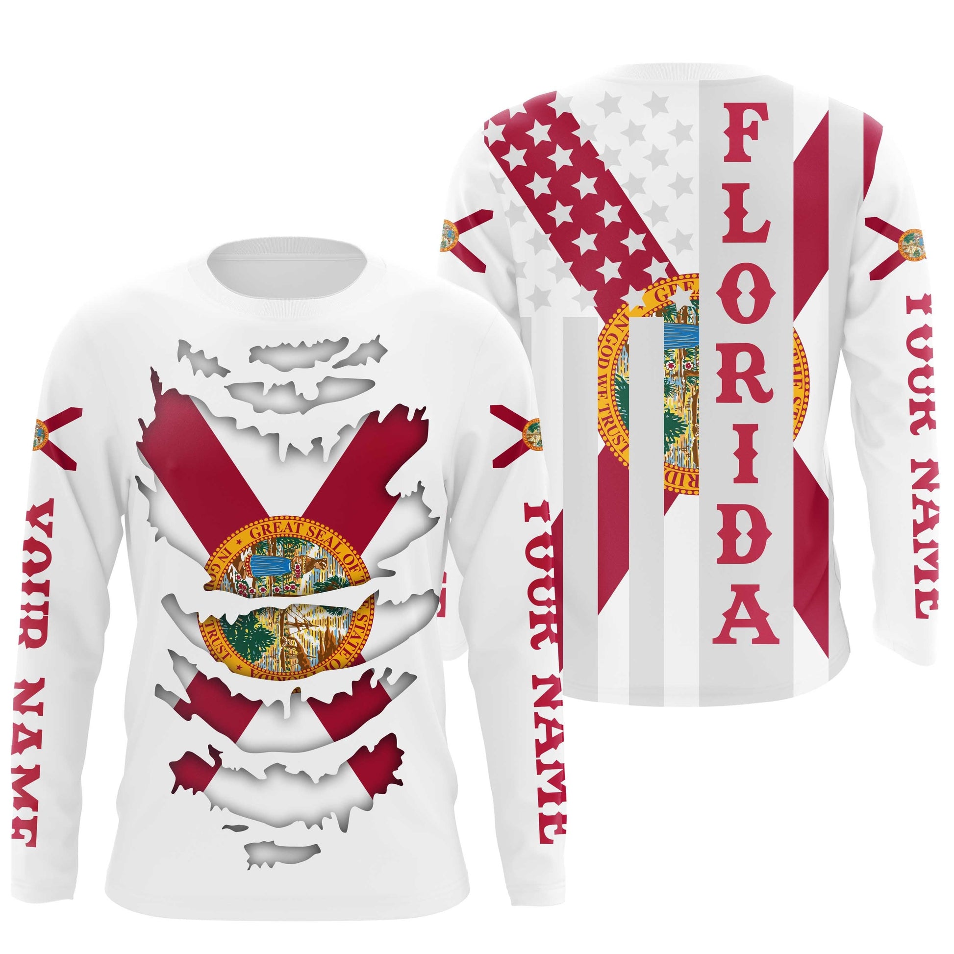 Custom Florida Flag, Patriot Long Sleeve Performance UV Protection Upf 30+ NQS2493
