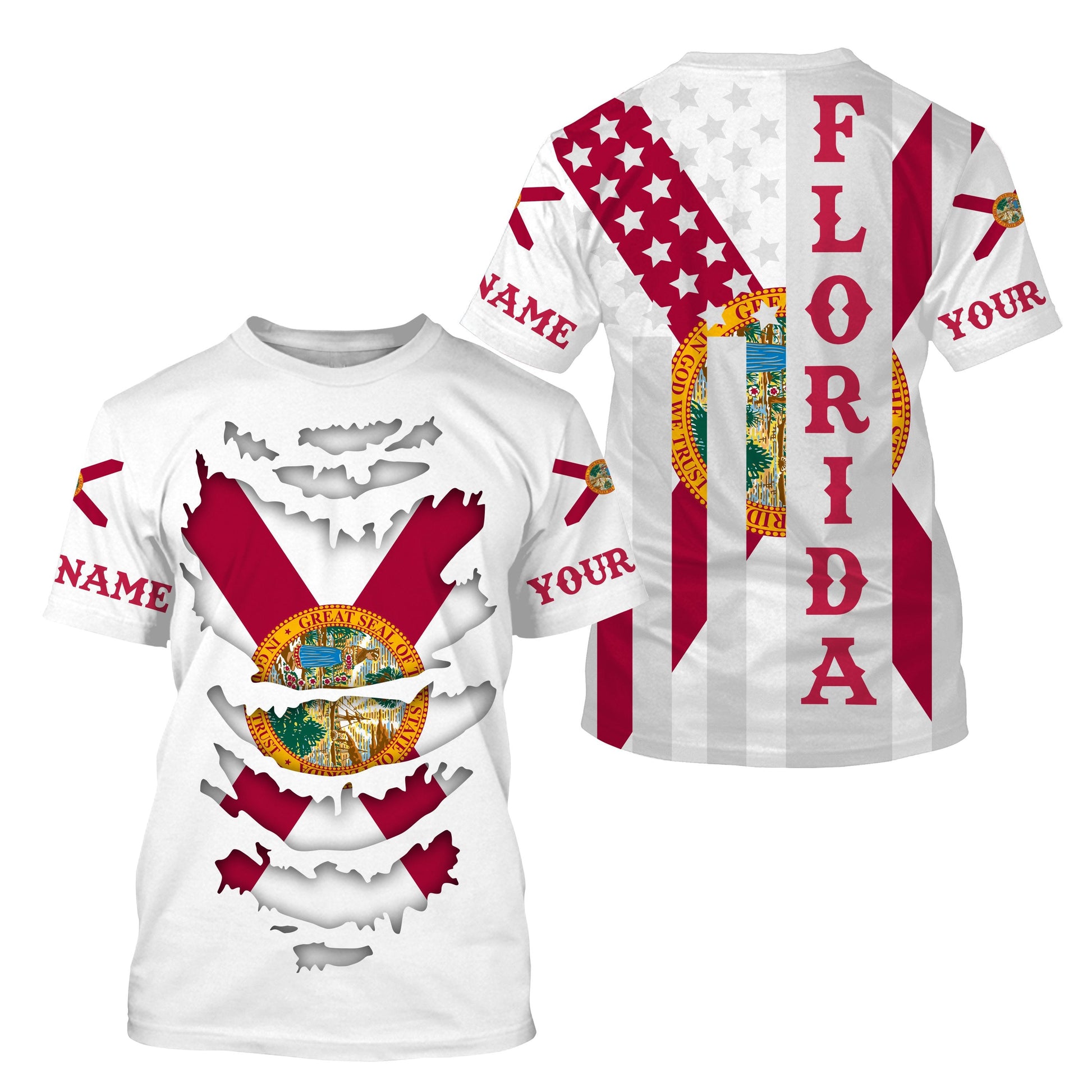 Custom Florida Flag, Patriot Long Sleeve Performance UV Protection Upf 30+ NQS2493