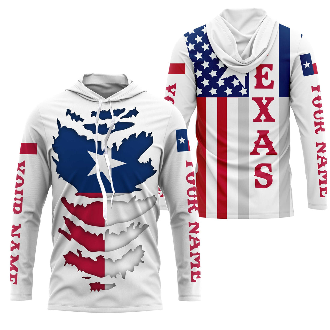 Custom Texas Flag, Texas state flag Patriot Long Sleeve Performance UV Protection Upf 30+ NQS2494