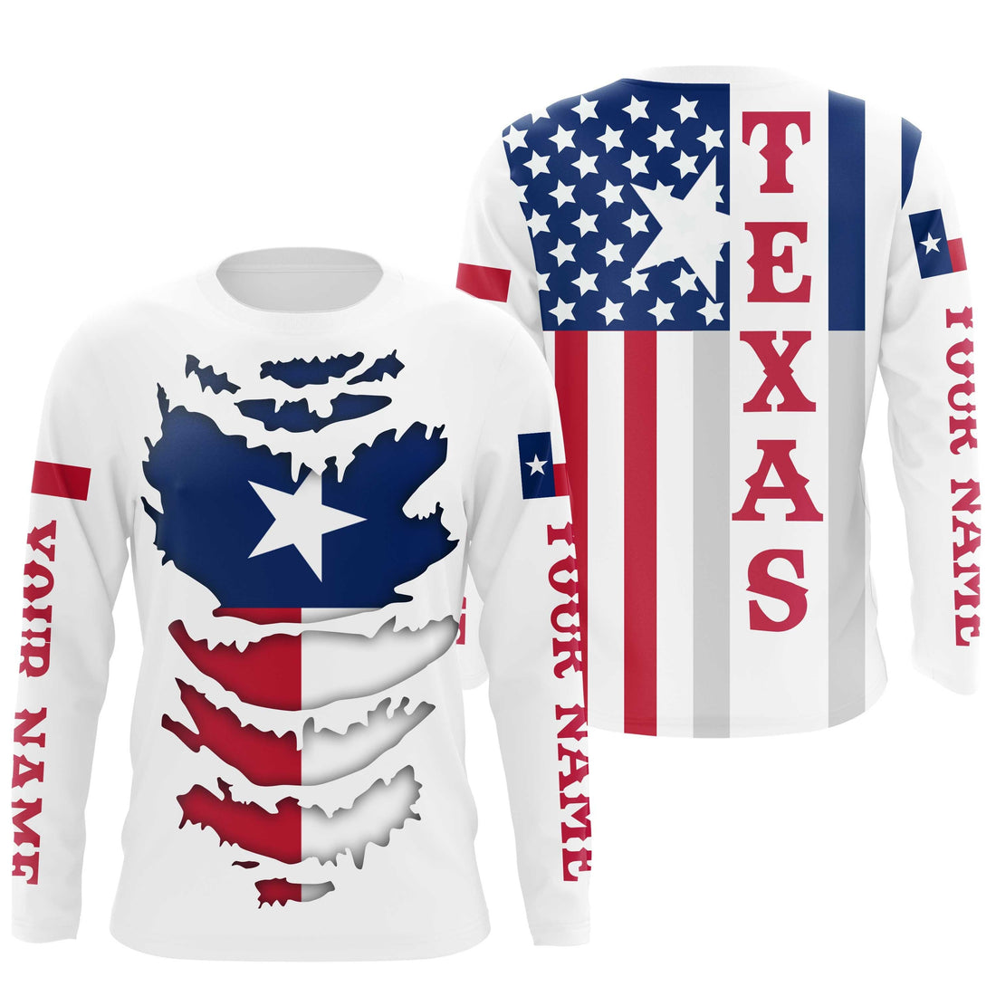 Custom Texas Flag, Texas state flag Patriot Long Sleeve Performance UV Protection Upf 30+ NQS2494