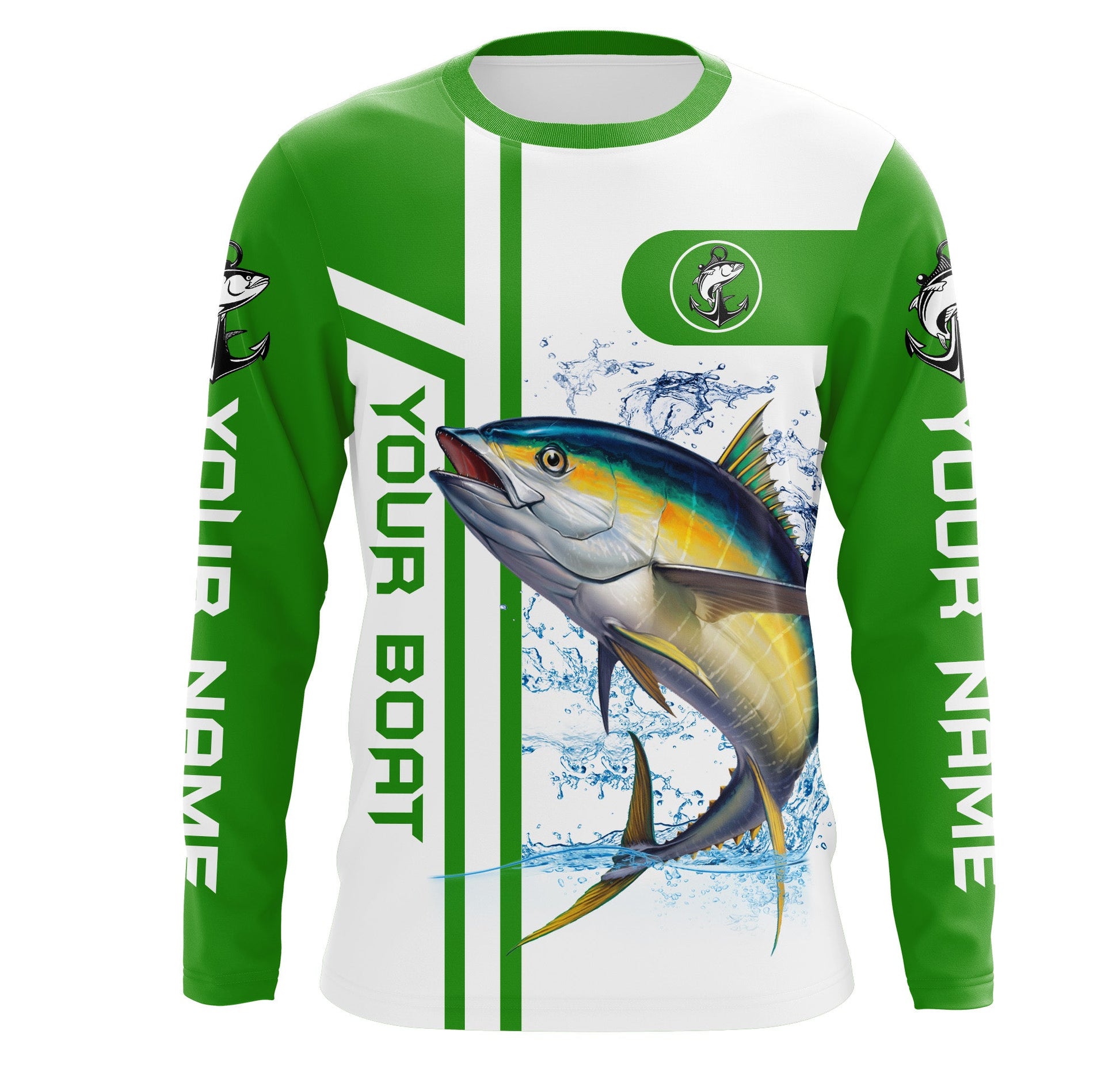 Tuna fishing Customize name and boat name fishing, custom fishing apparel | Green - NQS3202