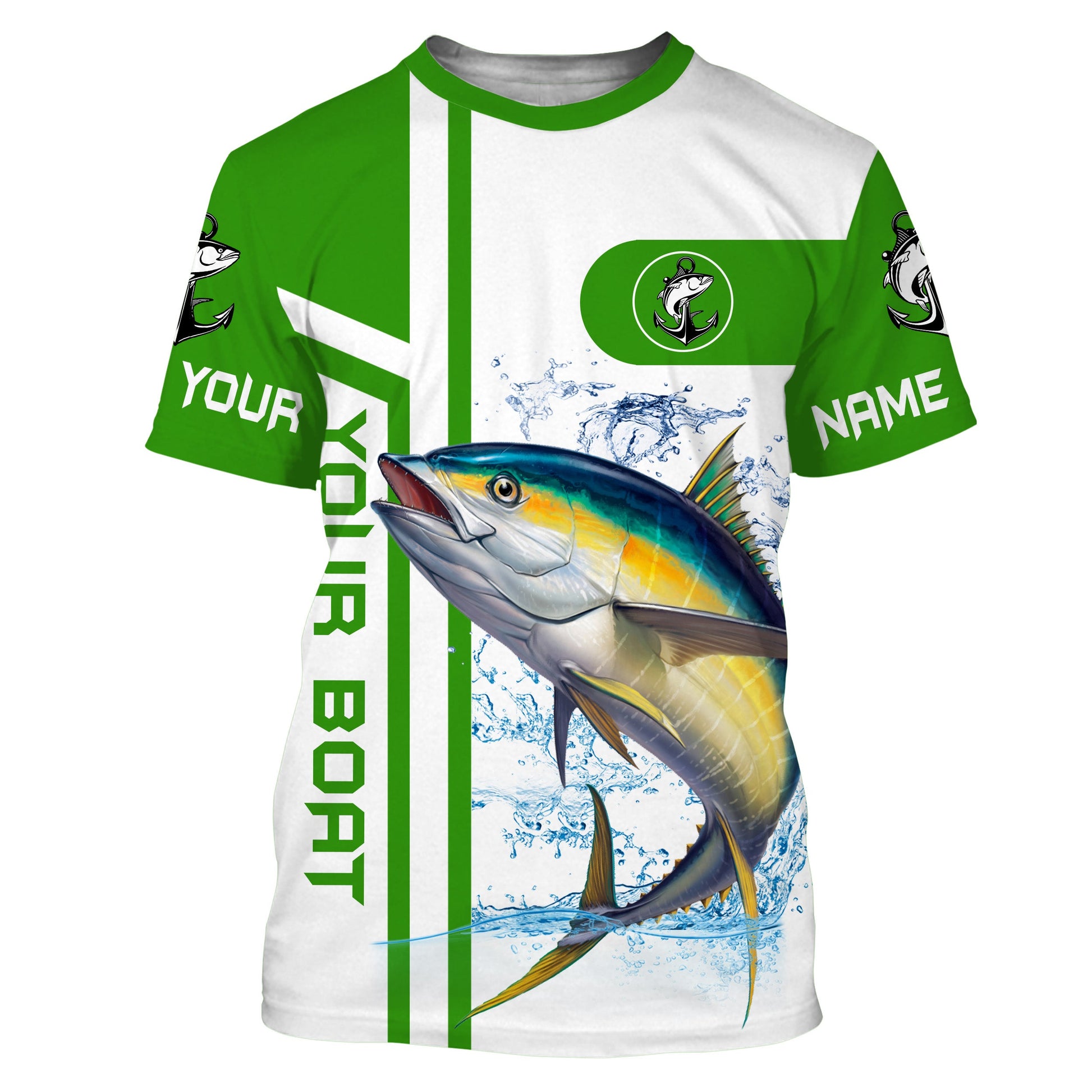 Tuna fishing Customize name and boat name fishing, custom fishing apparel | Green - NQS3202