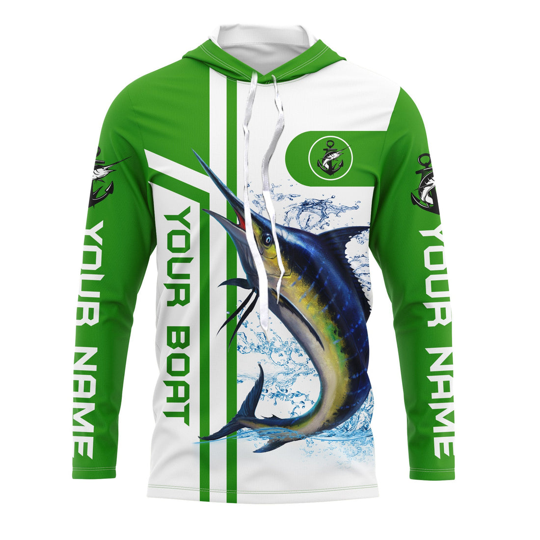 Marlin fishing Customize name and boat name fishing, custom fishing apparel | Green - NQS3203