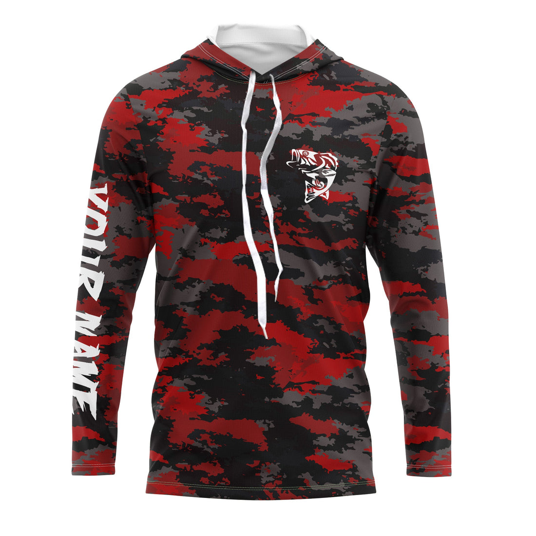 Bass fishing Red camouflage Custom fishing - Custom camo fishing apparel NQS3212
