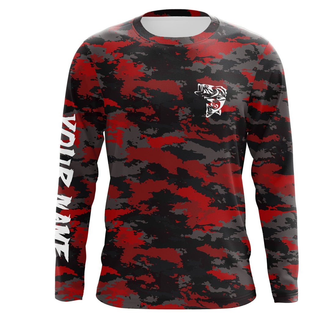 Bass fishing Red camouflage Custom fishing - Custom camo fishing apparel NQS3212