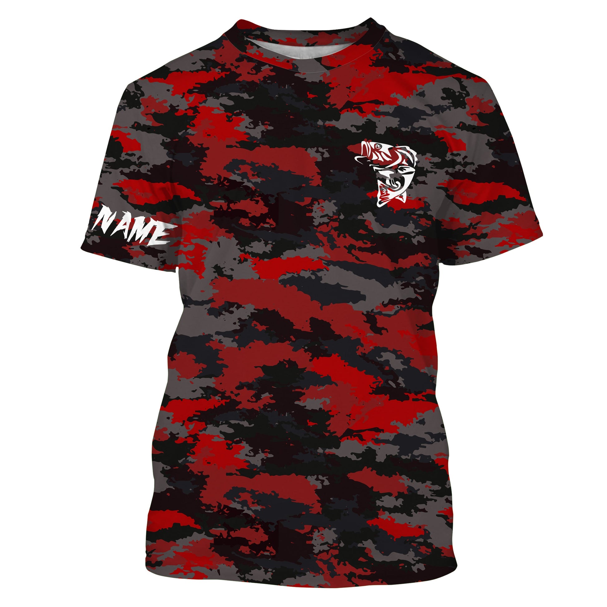 Bass fishing Red camouflage Custom fishing - Custom camo fishing apparel NQS3212
