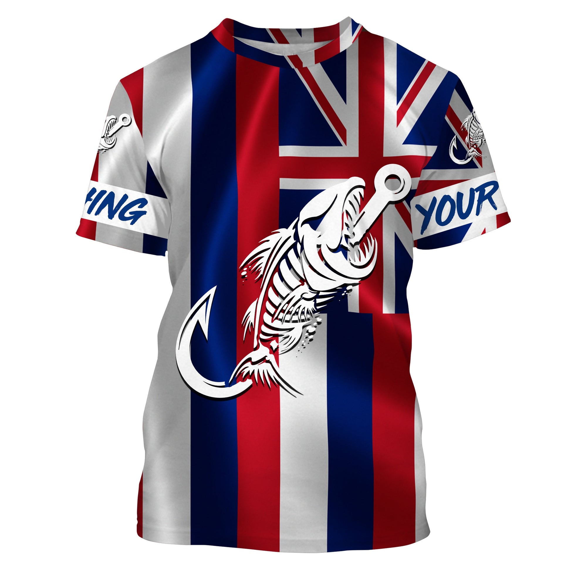 HI Fishing Custom Hawaiian Flag Fish hook skull Custom Name sun protection custom fishing NQS3308