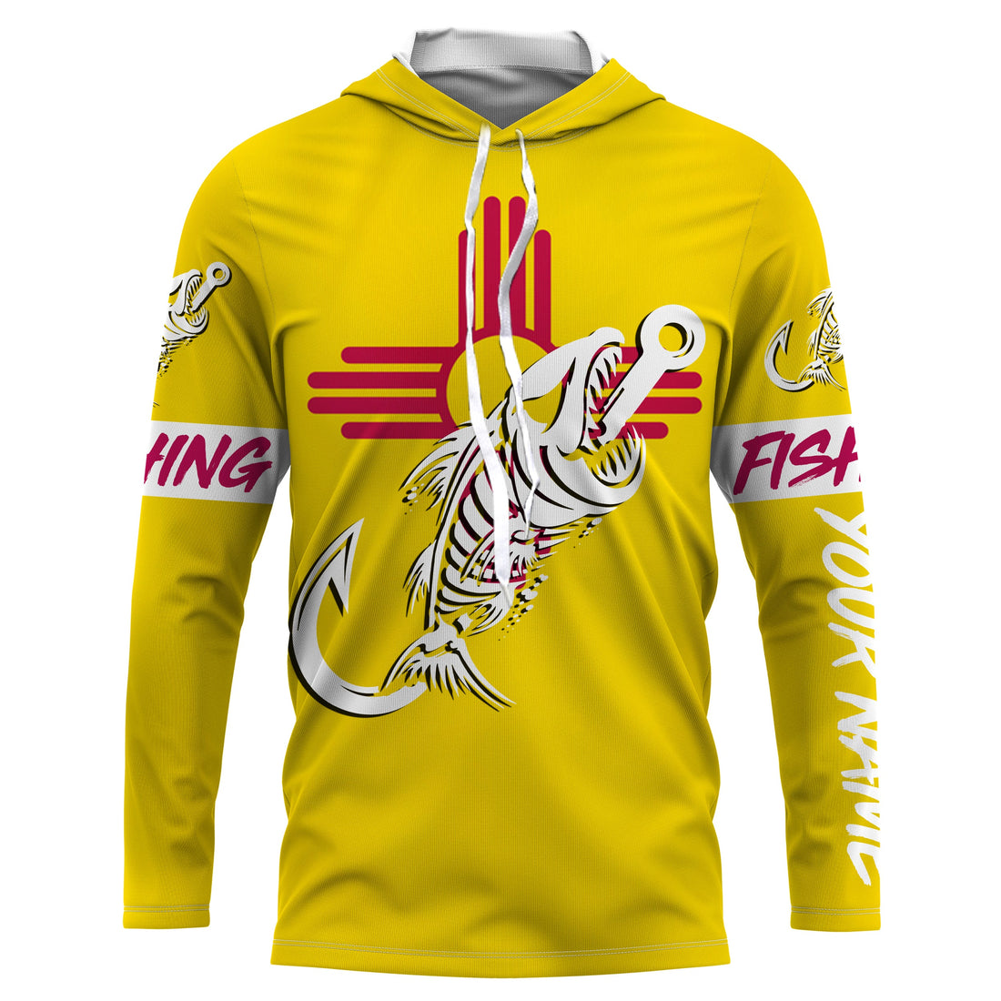 NM Fishing Custom New Mexico Flag Fish hook skull Custom Name sun protection custom fishing NQS3309