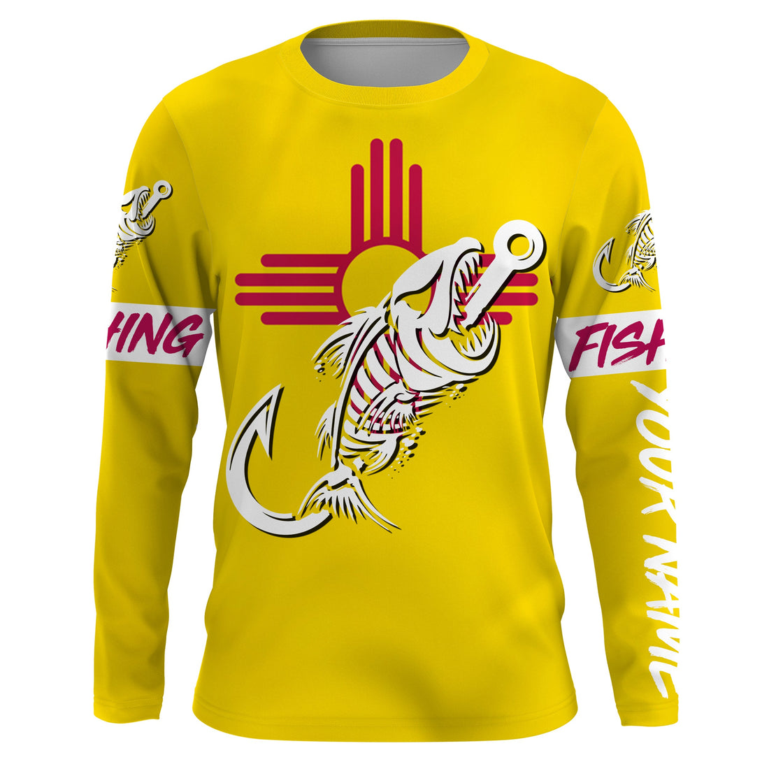 NM Fishing Custom New Mexico Flag Fish hook skull Custom Name sun protection custom fishing NQS3309