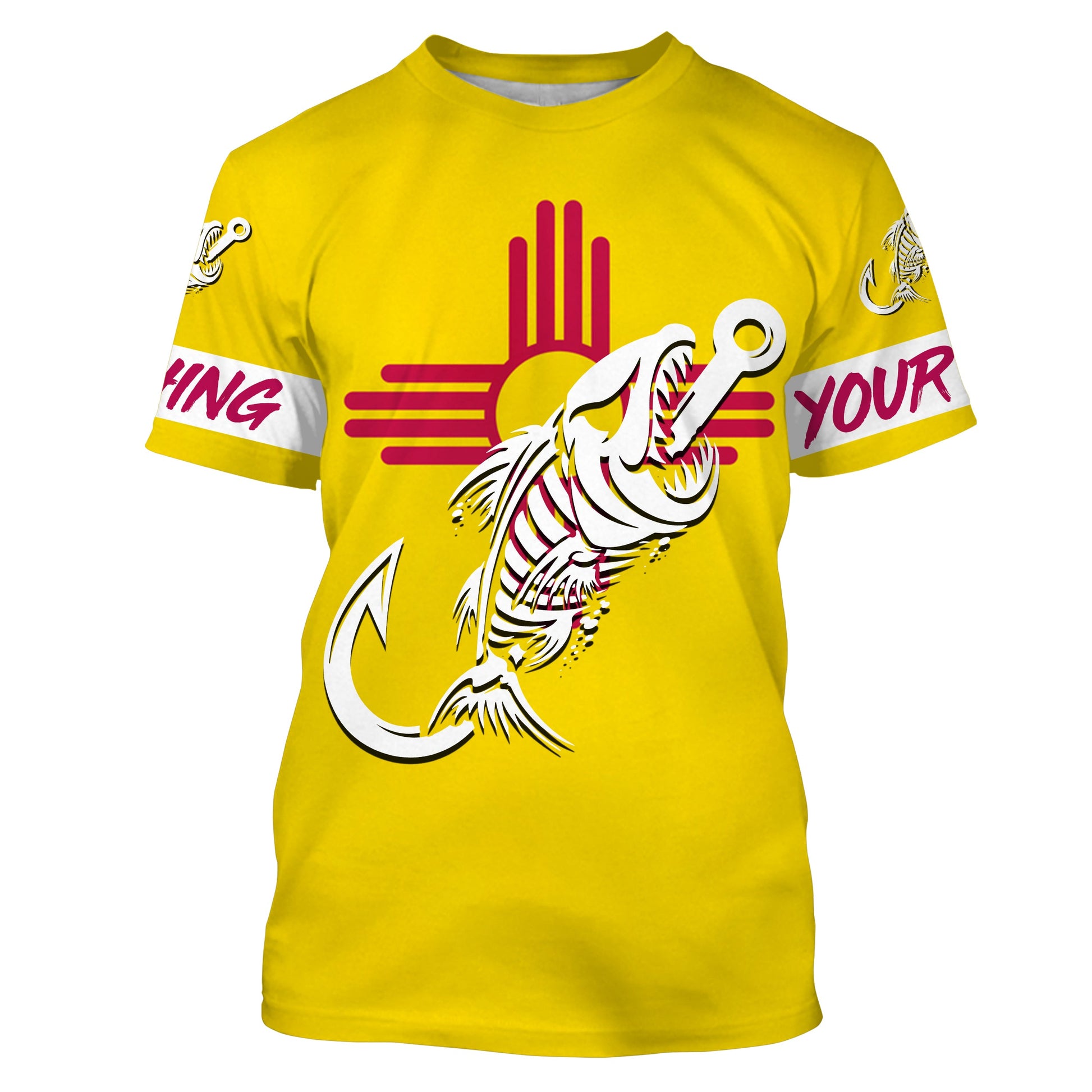 NM Fishing Custom New Mexico Flag Fish hook skull Custom Name sun protection custom fishing NQS3309