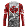 Canadian Flag Walleye Fish hook Custom long sleeve performance Fishing, Walleye Fishing NQS5459