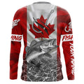 Canadian Flag Walleye Fish hook Custom long sleeve performance Fishing, Walleye Fishing NQS5459