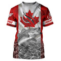 Canadian Flag Walleye Fish hook Custom long sleeve performance Fishing, Walleye Fishing NQS5459