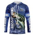 Bass Fishing blue lightning custom name Bass performance Long Sleeve tournament fishing NQS3932