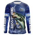 Bass Fishing blue lightning custom name Bass performance Long Sleeve tournament fishing NQS3932