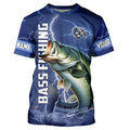 Bass Fishing blue lightning custom name Bass performance Long Sleeve tournament fishing NQS3932