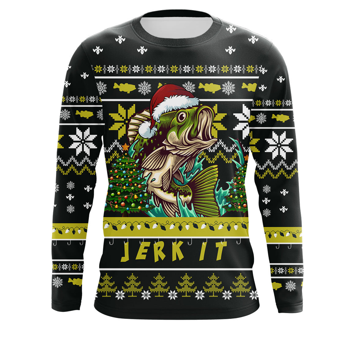 Funny ugly Christmas Bass fishing Performance Long Sleeve Fishing NQS1000