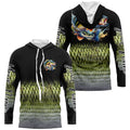 Largemouth Bass fishing Custom sun protection black long sleeve fishing, Bass scales NQS4130