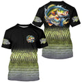 Largemouth Bass fishing Custom sun protection black long sleeve fishing, Bass scales NQS4130
