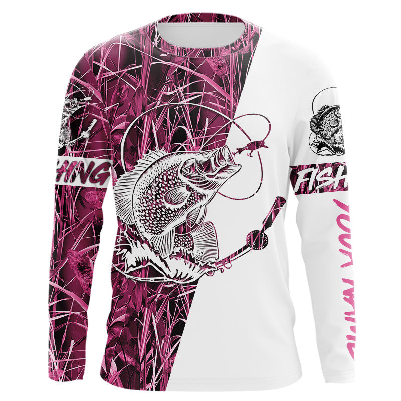 Crappie Fishing Pink Camo Custom Name 3D All Over Printed Personalized Fishing gifts NQS347