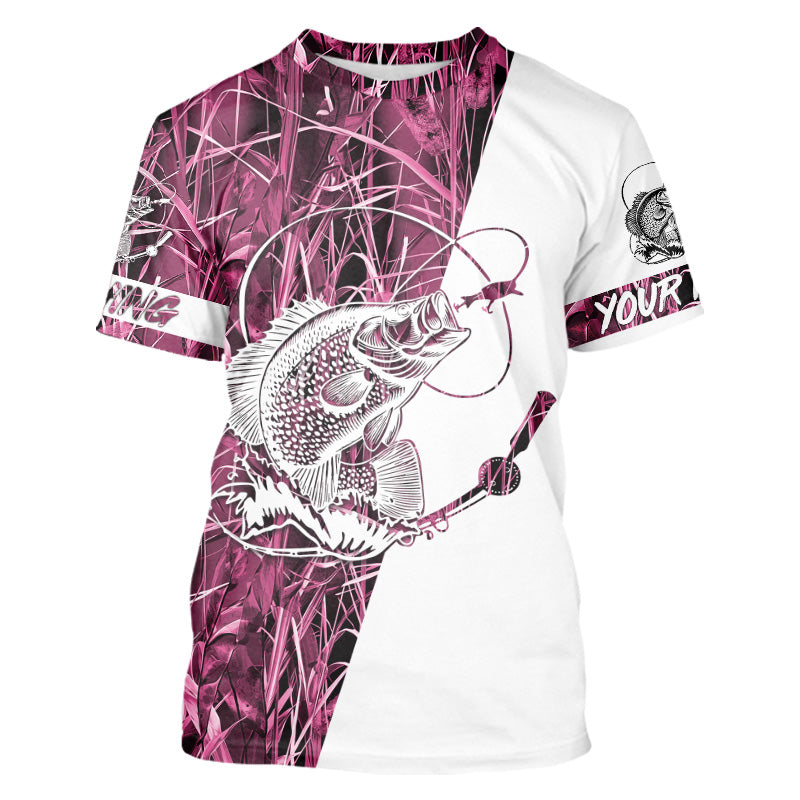 Crappie Fishing Pink Camo Custom Name 3D All Over Printed Personalized Fishing gifts NQS347