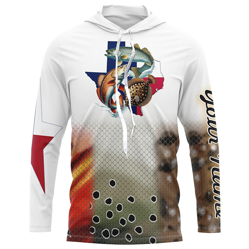 Texas Slam Redfish, Speckled Trout, Flounder fishing Texas Flag custom name 3D Fishing NQS466
