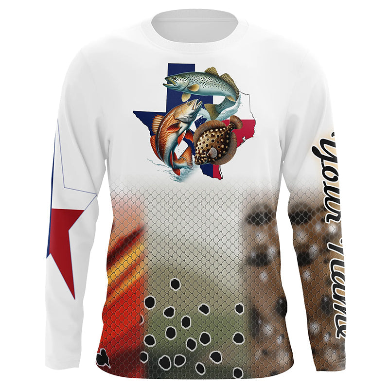 Texas Slam Redfish, Speckled Trout, Flounder fishing Texas Flag custom name 3D Fishing NQS466