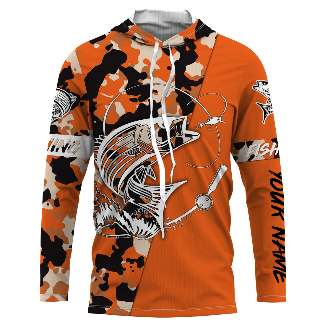 Custom Name striped bass fishing tattoos Camouflage Orange Performance Fishing, Striper Fishing NQS2507