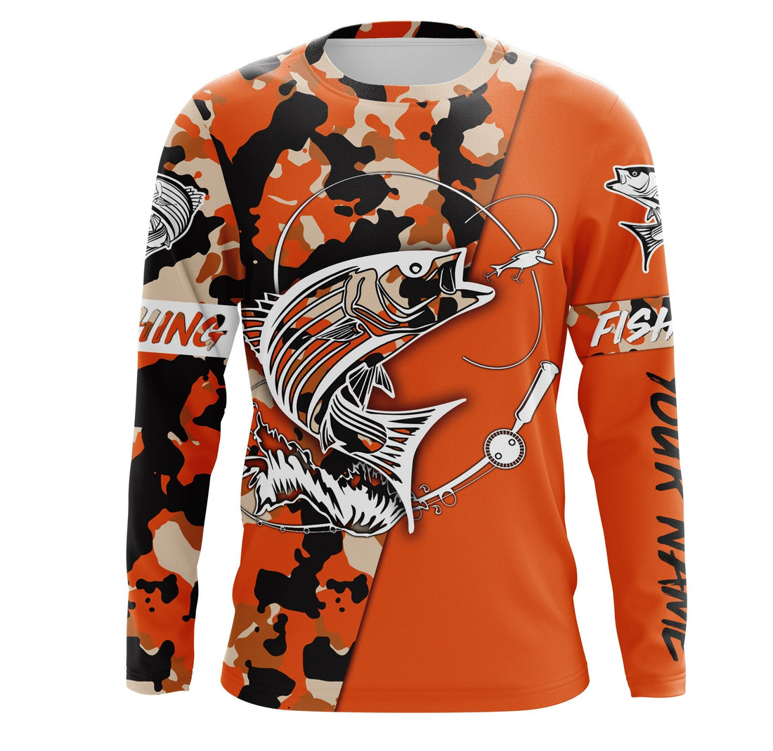 Custom Name striped bass fishing tattoos Camouflage Orange Performance Fishing, Striper Fishing NQS2507