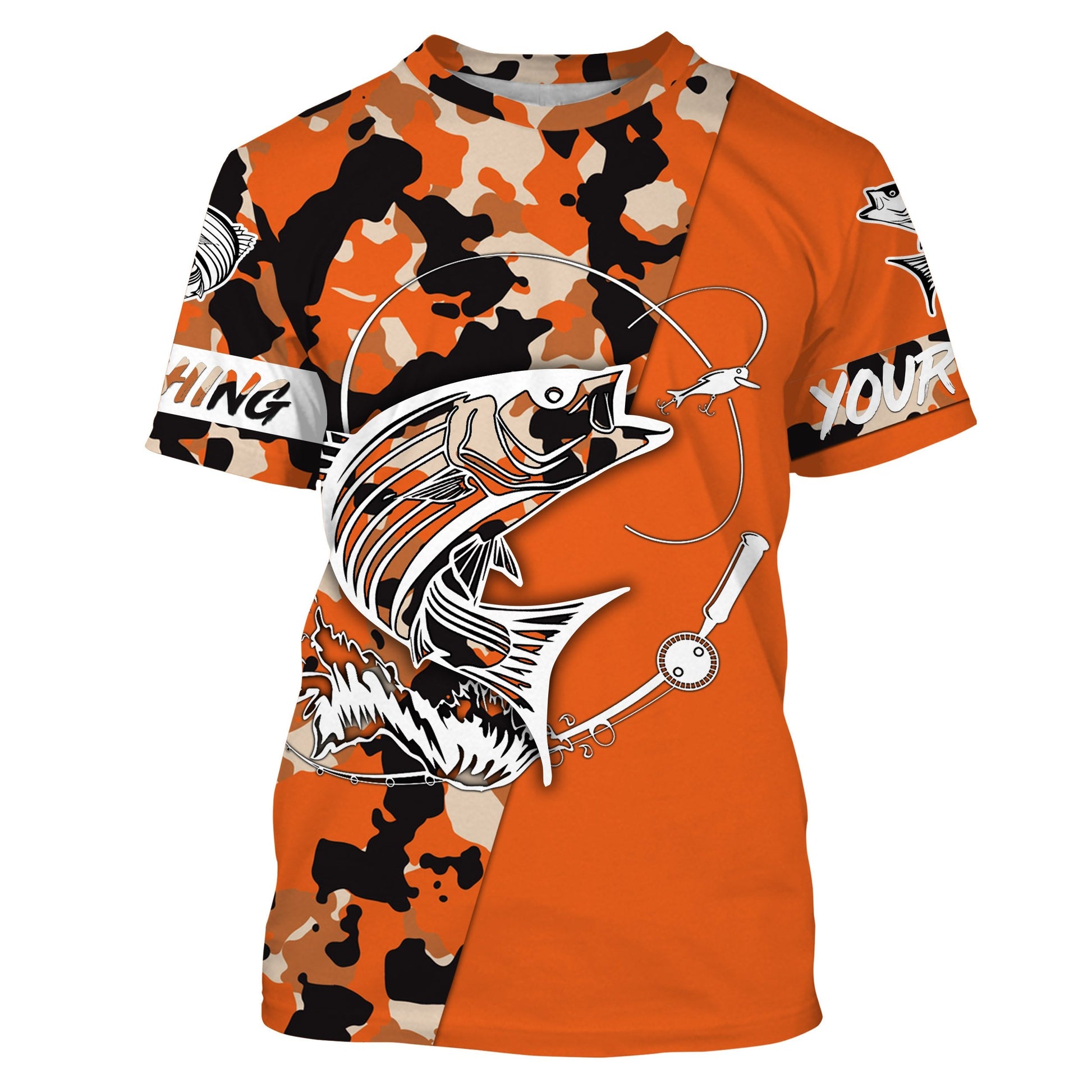 Custom Name striped bass fishing tattoos Camouflage Orange Performance Fishing, Striper Fishing NQS2507