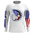 Tuna fishing American flag patriotic Custom Name UV protection UPF 30+ fishing NQS2964