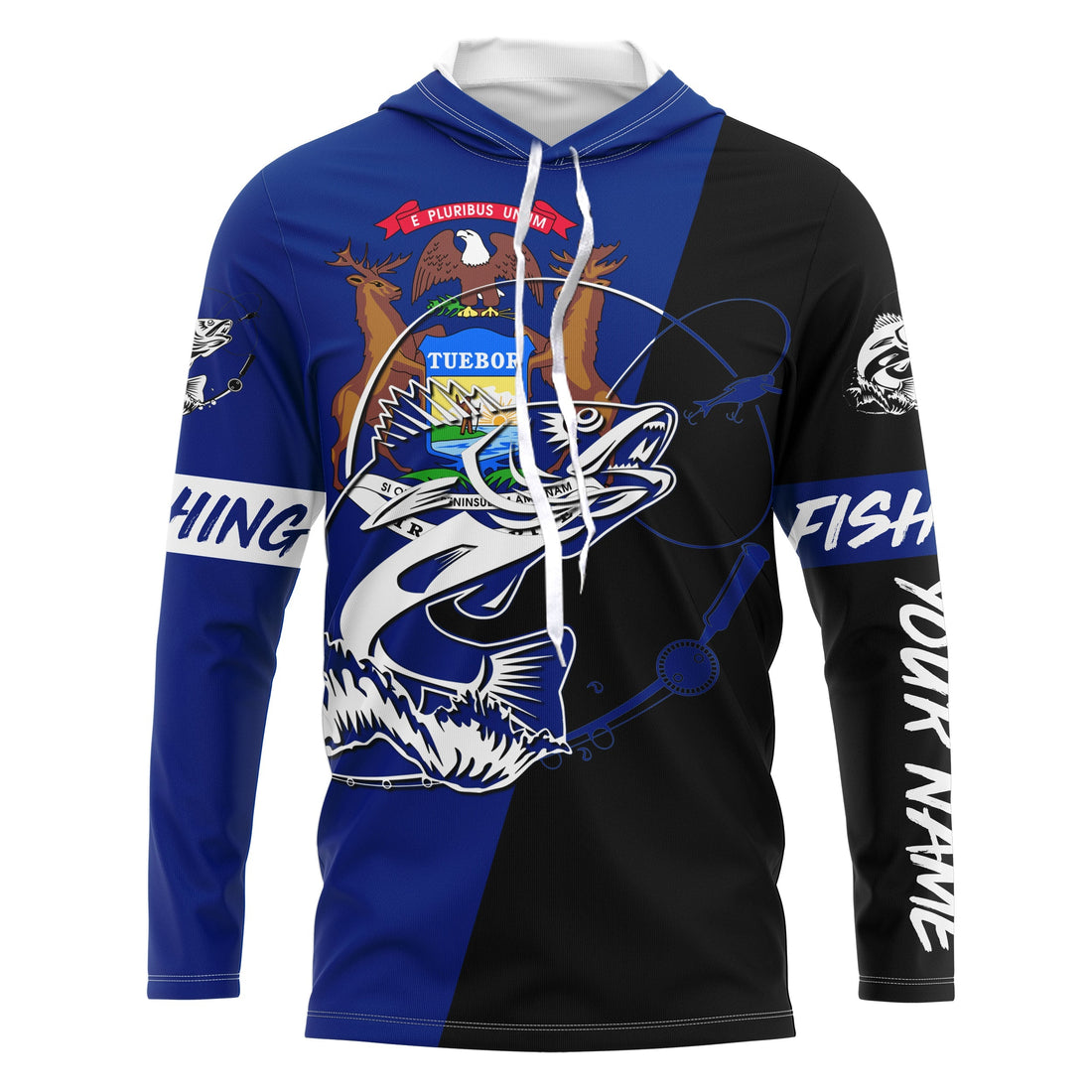 Michigan walleye fishing Custom Name UV protection UPF 30+ fishing, custom fishing apparel NQS3061