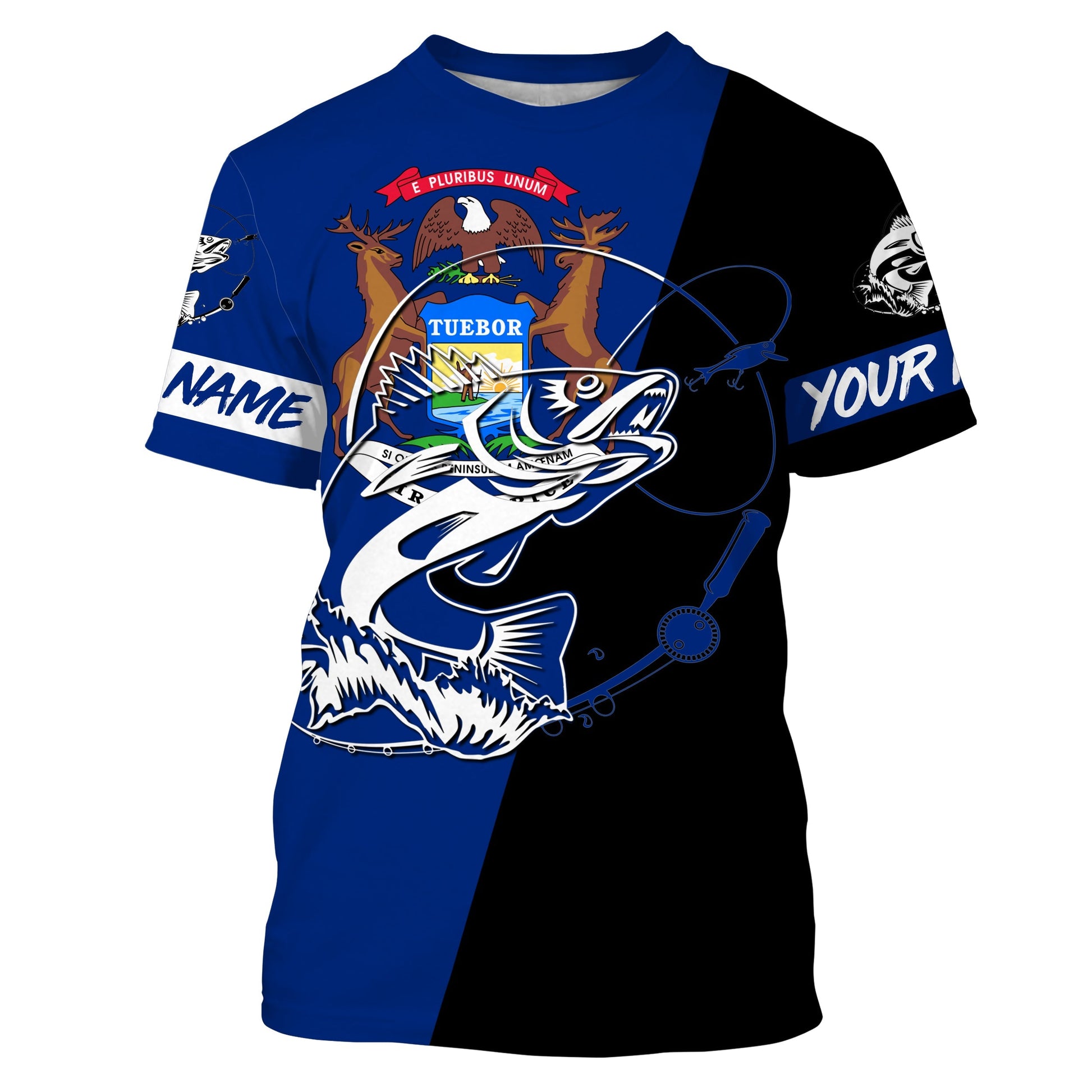Michigan walleye fishing Custom Name UV protection UPF 30+ fishing, custom fishing apparel NQS3061