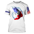 Largemouth bass fishing American flag patriotic Custom Name UV protection UPF 30+ fishing NQS2972