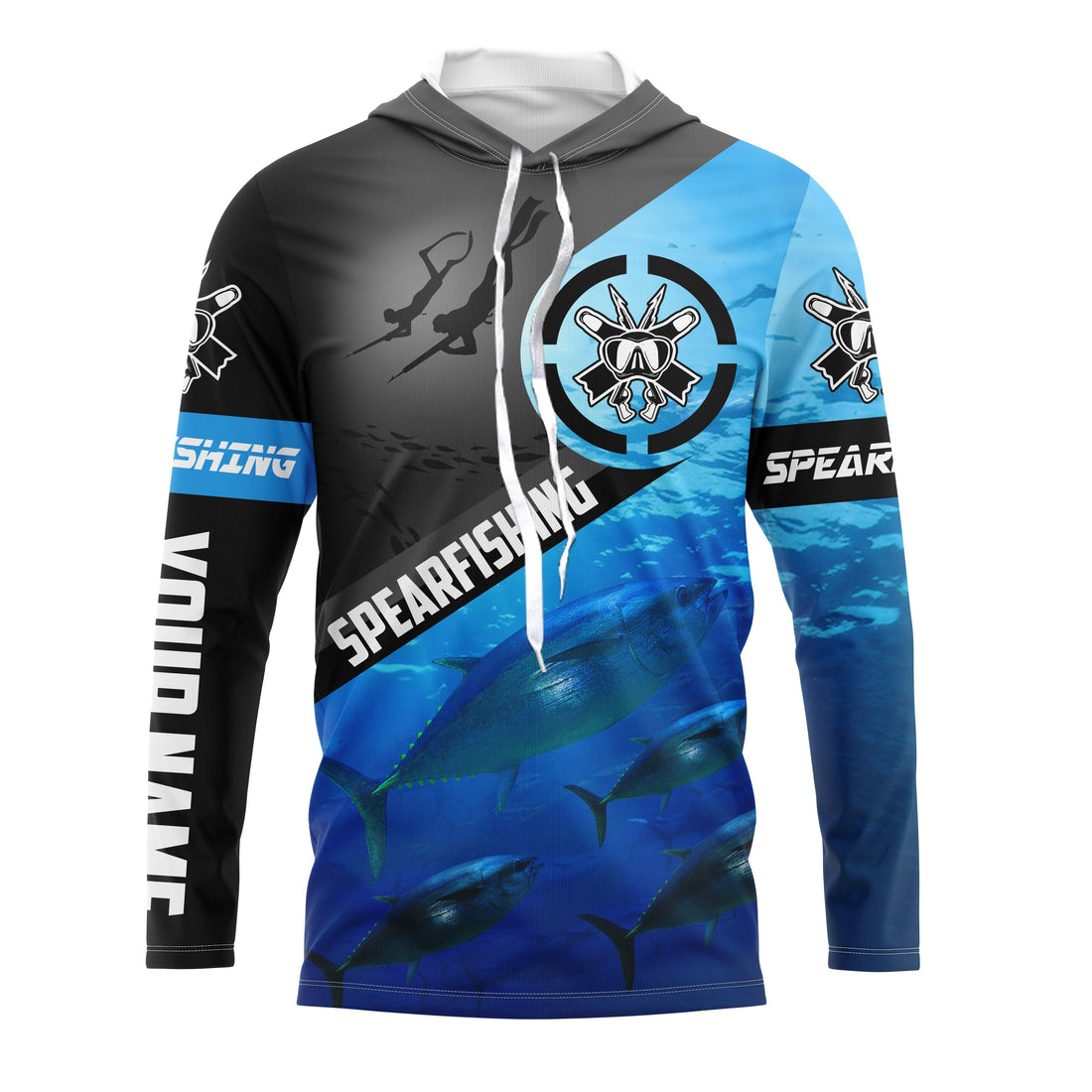 Tuna blue water spearfishing Custom Name UV protection UPF 30+ fishing, custom fishing apparel NQS3070