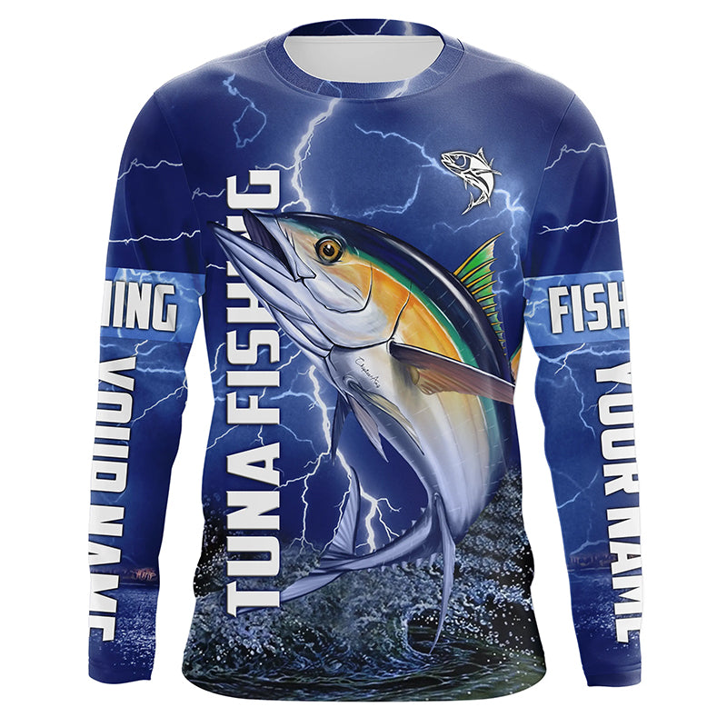 Tuna Fishing blue lightning custom performance Long Sleeve tournament fishing NQS6413