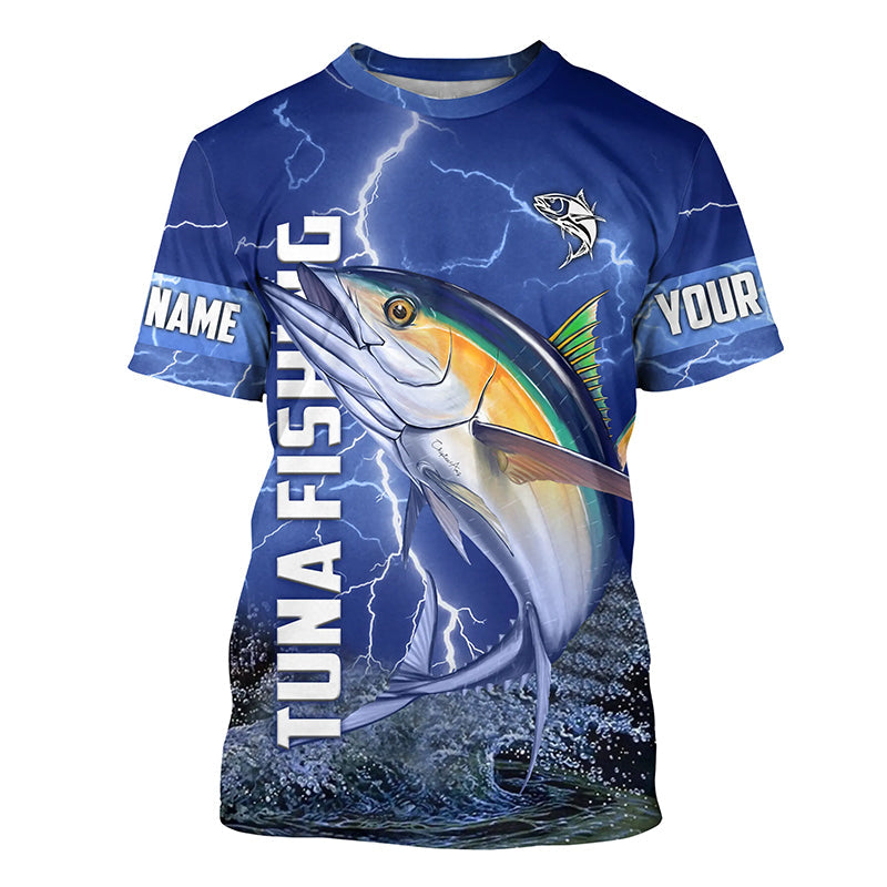 Tuna Fishing blue lightning custom performance Long Sleeve tournament fishing NQS6413