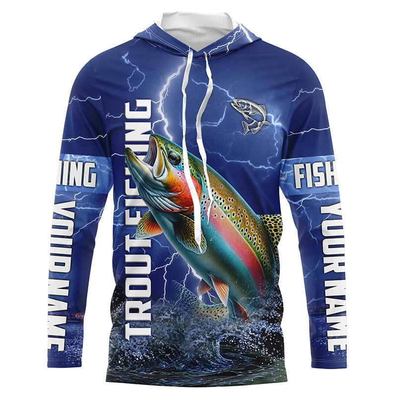 Rainbow trout Fishing blue lightning custom performance Long Sleeve tournament fishing NQS6415