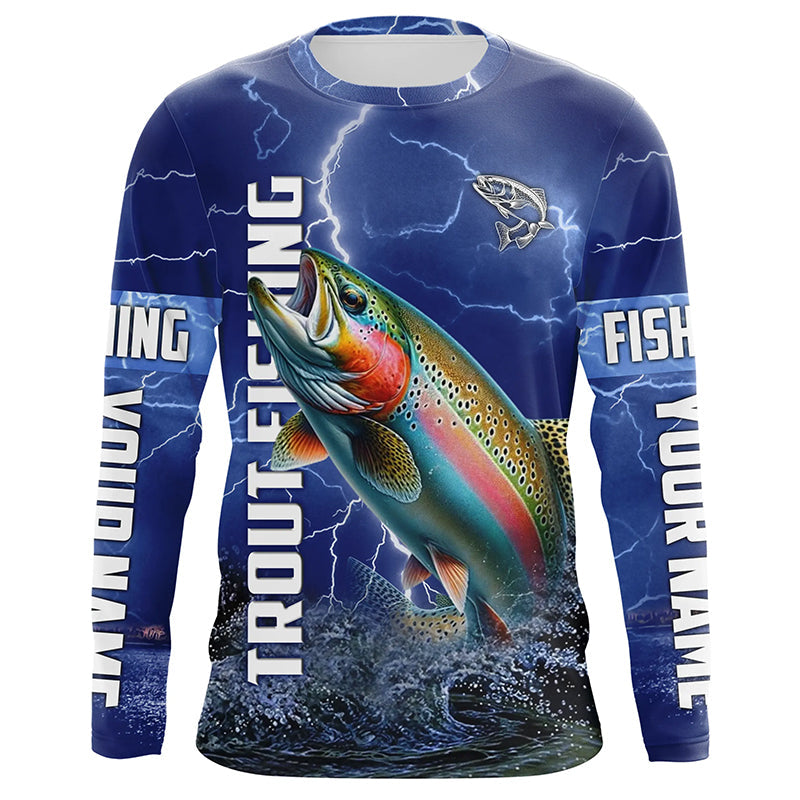 Rainbow trout Fishing blue lightning custom performance Long Sleeve tournament fishing NQS6415