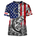 American Flag Bass Fish hook Custom long sleeve performance Fishing, Bass Fishing NQS5502