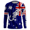 Customized Australian long sleeve fishing Australian Flag Fish hook skull performance NQS3325