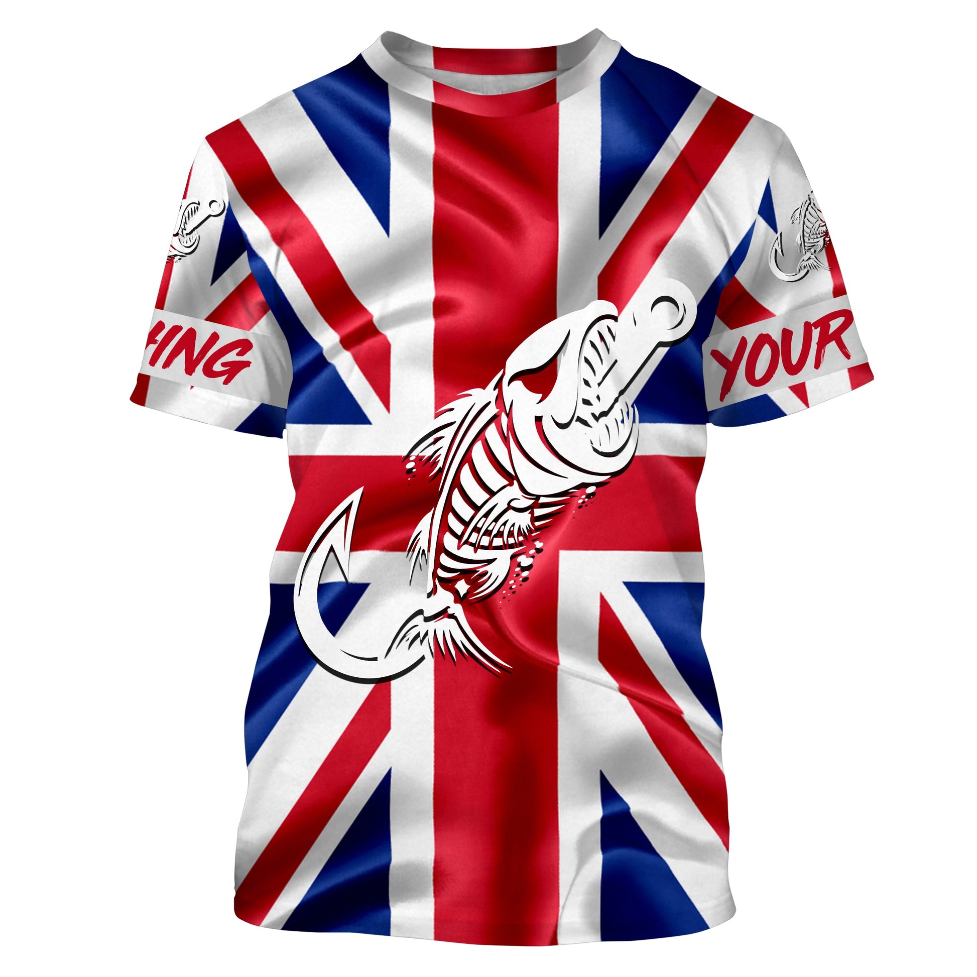 Customized UK long sleeve fishing United Kingdom Flag Fish hook skull performance NQS3327