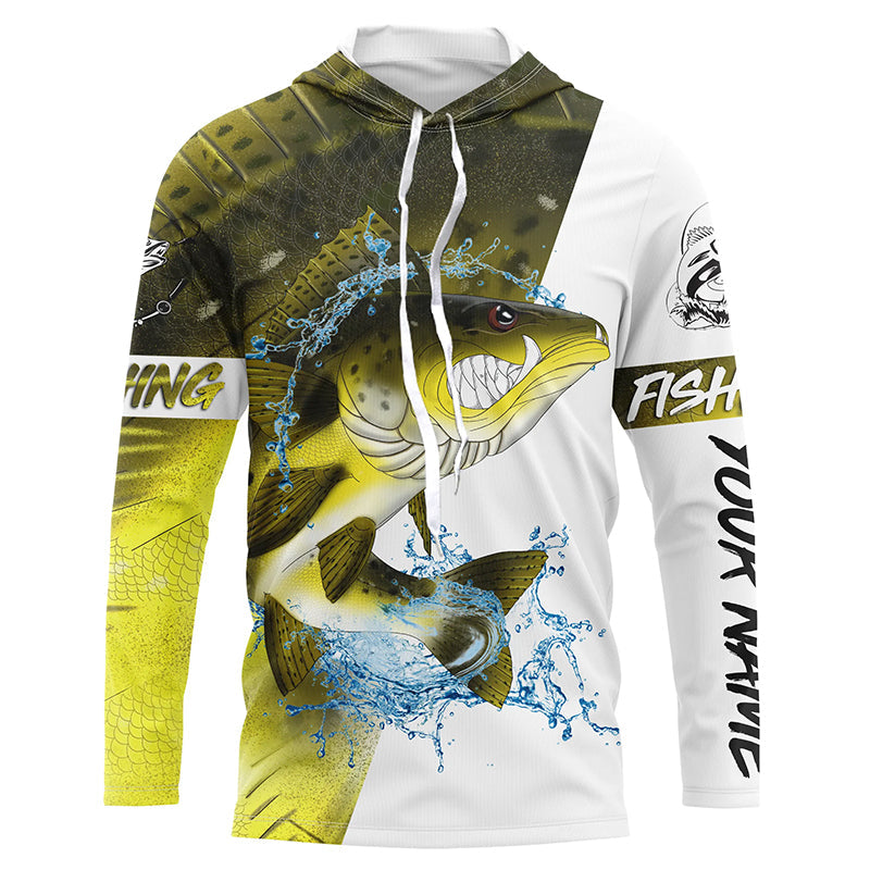 Angry Walleye fishing Custom sun protection Long sleeve Fishing, Personalized Fishing NQS5515