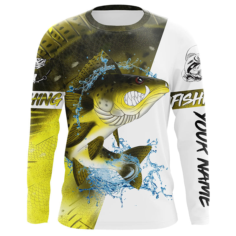 Angry Walleye fishing Custom sun protection Long sleeve Fishing, Personalized Fishing NQS5515