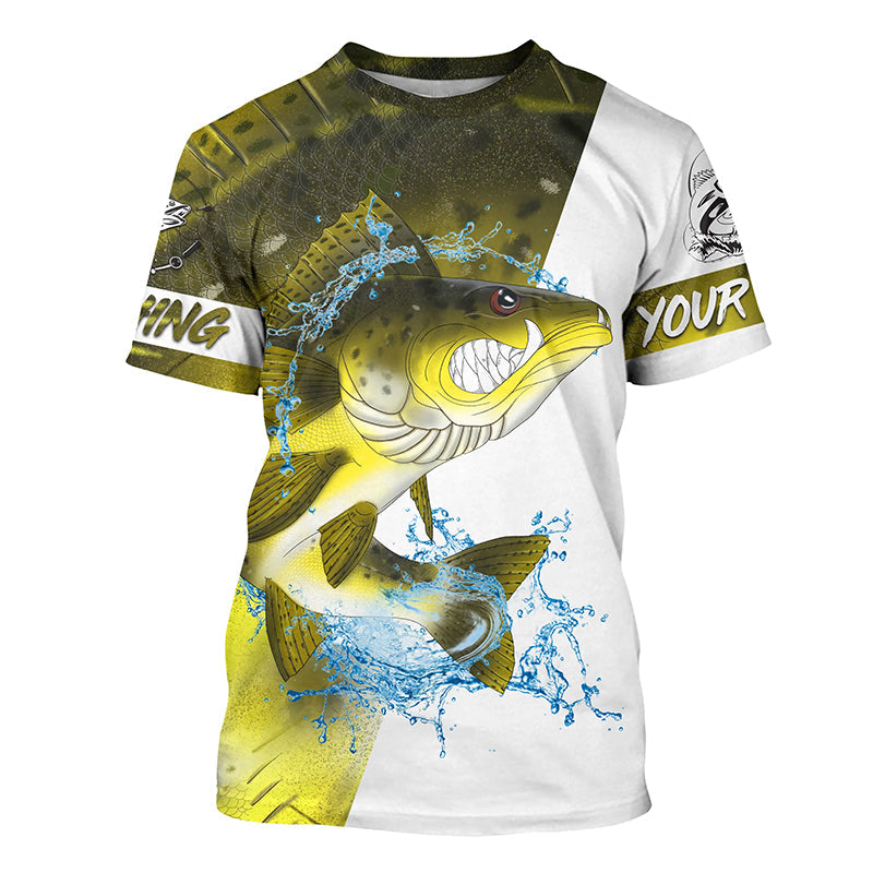 Angry Walleye fishing Custom sun protection Long sleeve Fishing, Personalized Fishing NQS5515